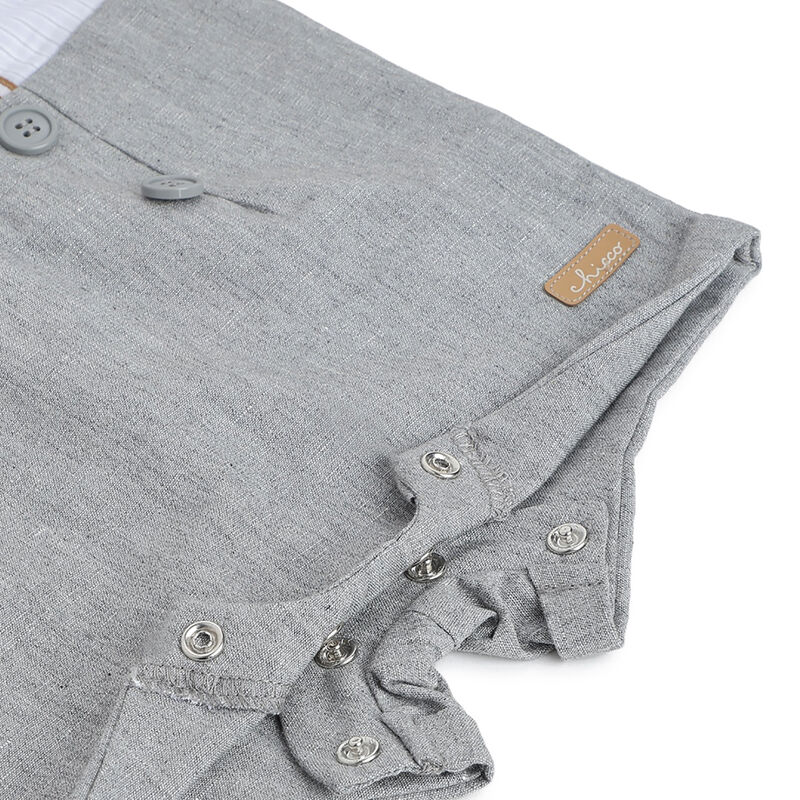 Boys Medium Grey Solid Short Sleeve Rompers image number 3